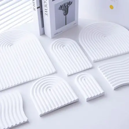 Set of Wave Plaster Cutting Board Decoration in various sizes for modern home styling