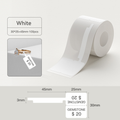 White Thermal Label Stickers on a roll with dimensions for pricing jewelry items