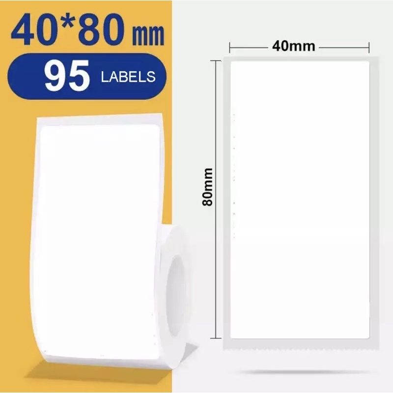 White Thermal Label Stickers 40x80mm Roll with 95 Labels for Easy Organization