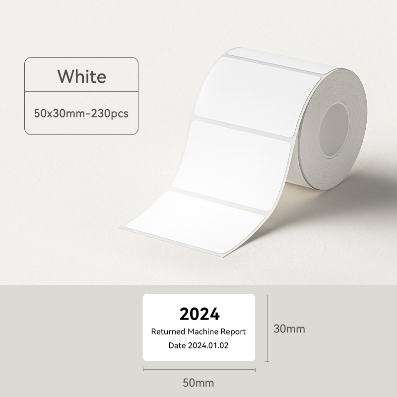 VMIDirect White Thermal Label Stickers 50x30mm, ideal for labeling and organization