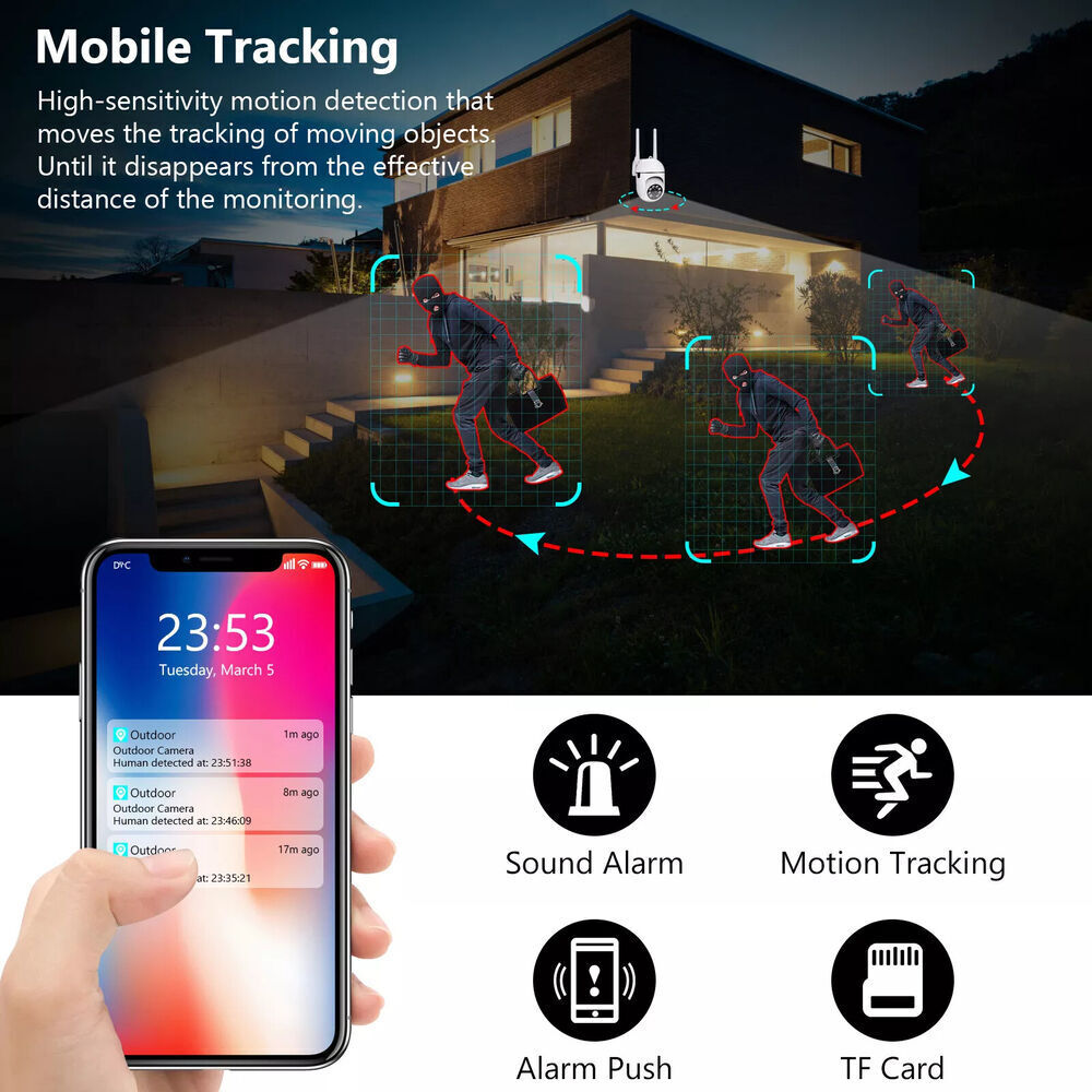 VMIDirect WiFi Security Camera Outdoor with motion detection and mobile tracking features