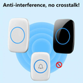 Wireless doorbell waterproof long range set includes white and black receivers with anti-interference feature