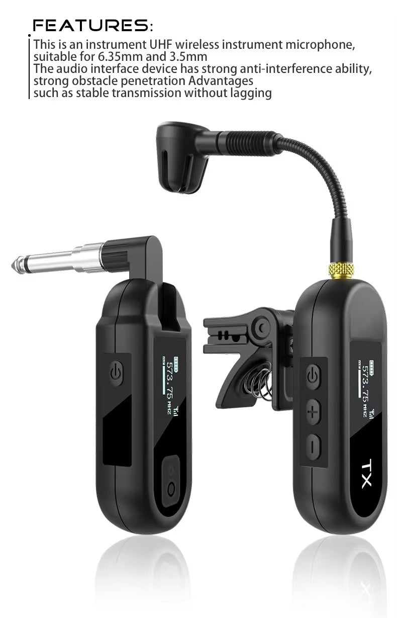 VMI Direct wireless guitar transmitter and receiver for lavalier microphone with stable audio transmission