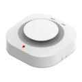 Wireless smoke detector for home security alarm system with white compact design