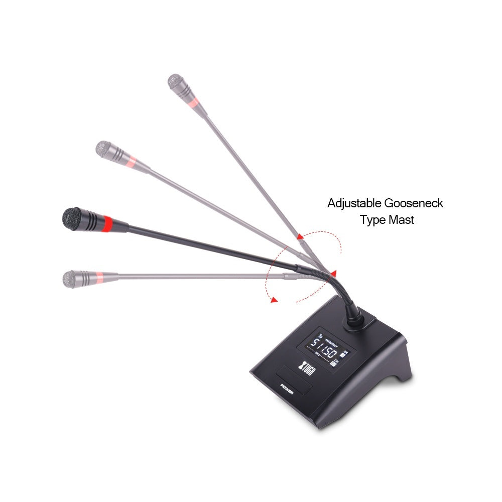 Wireless UHF microphone for meetings system with six gooseneck mics and receiver