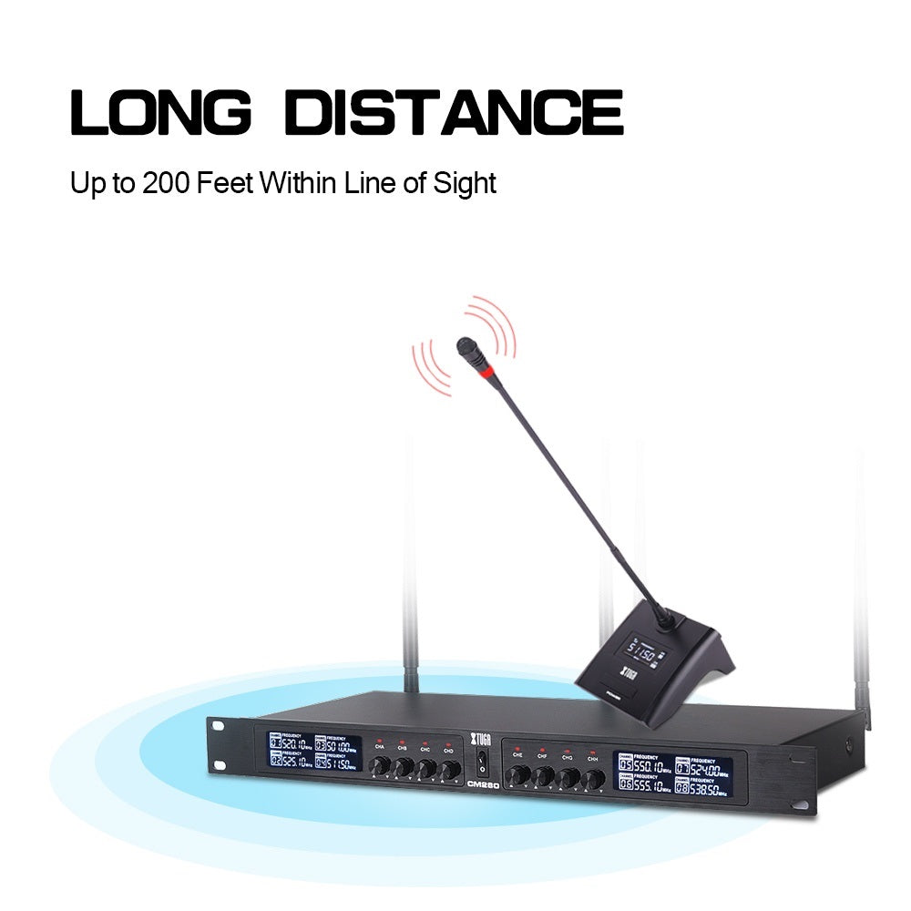 Gooseneck Wireless UHF microphone for meetings with 200 feet range and clear sound quality