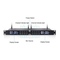 Wireless UHF microphone for meetings with dual display screens and adjustable mic volume