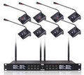 Wireless UHF microphone for meetings system with six gooseneck mics and receiver