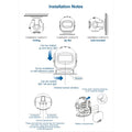 Installation instructions for wireless welcome chime doorbell showing ceiling, flat, and wall mount options