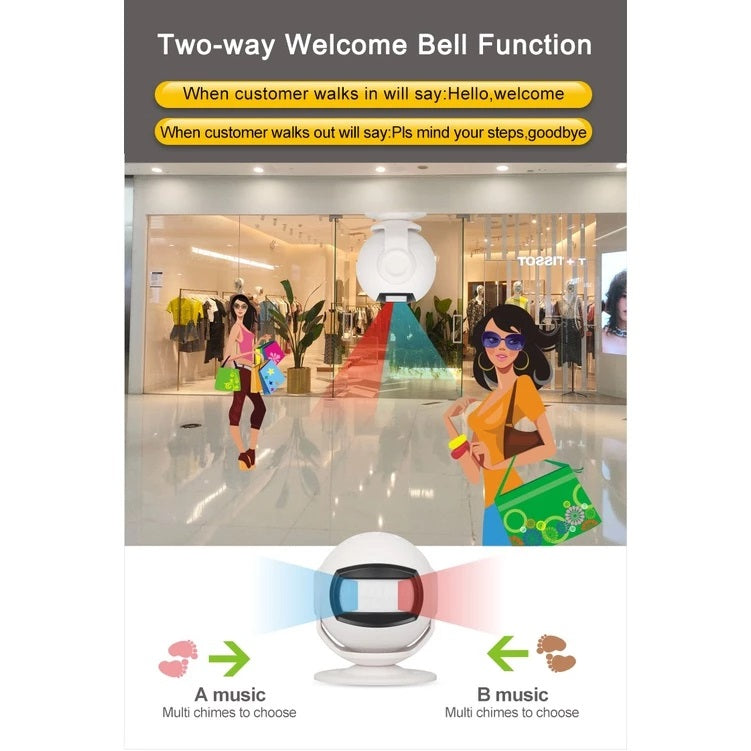 Wireless welcome chime doorbell with two-way motion sensor and multiple chime options