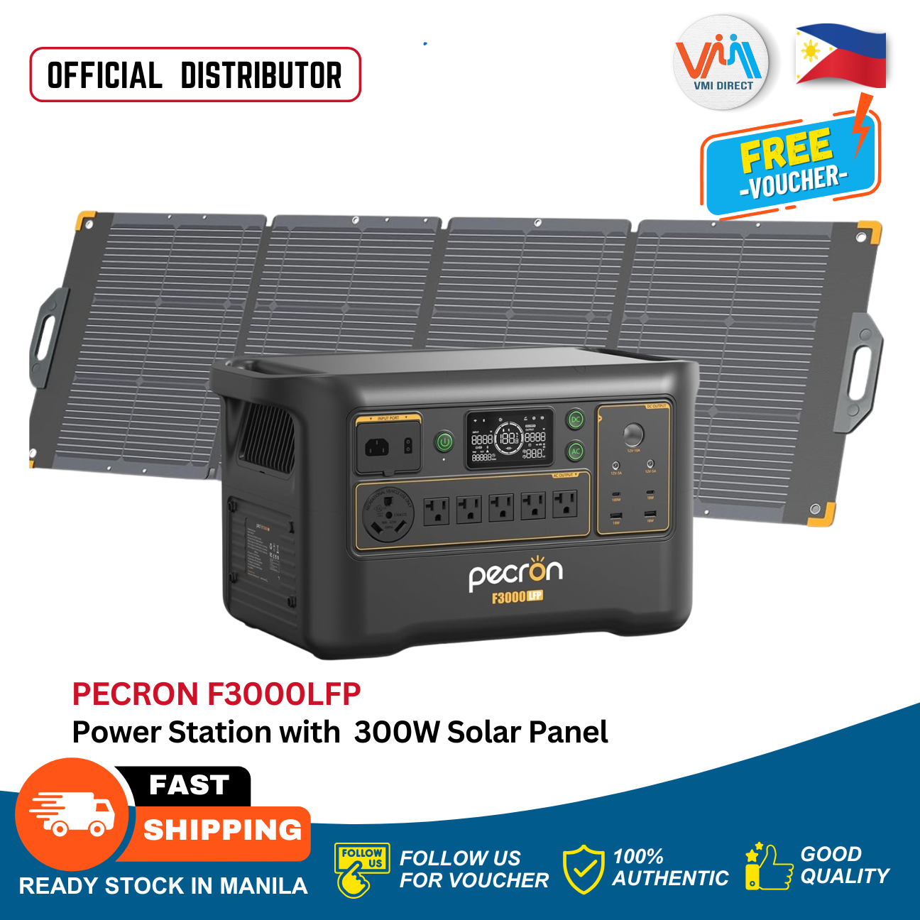 Pecron F3000LFP Portable Power Station 3072Wh 3600W Lifepo4 Battery 220V - VMI