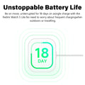 Unstoppable battery life indicator showing 18 days for AMOLED Smartwatch With Alexa use outdoors