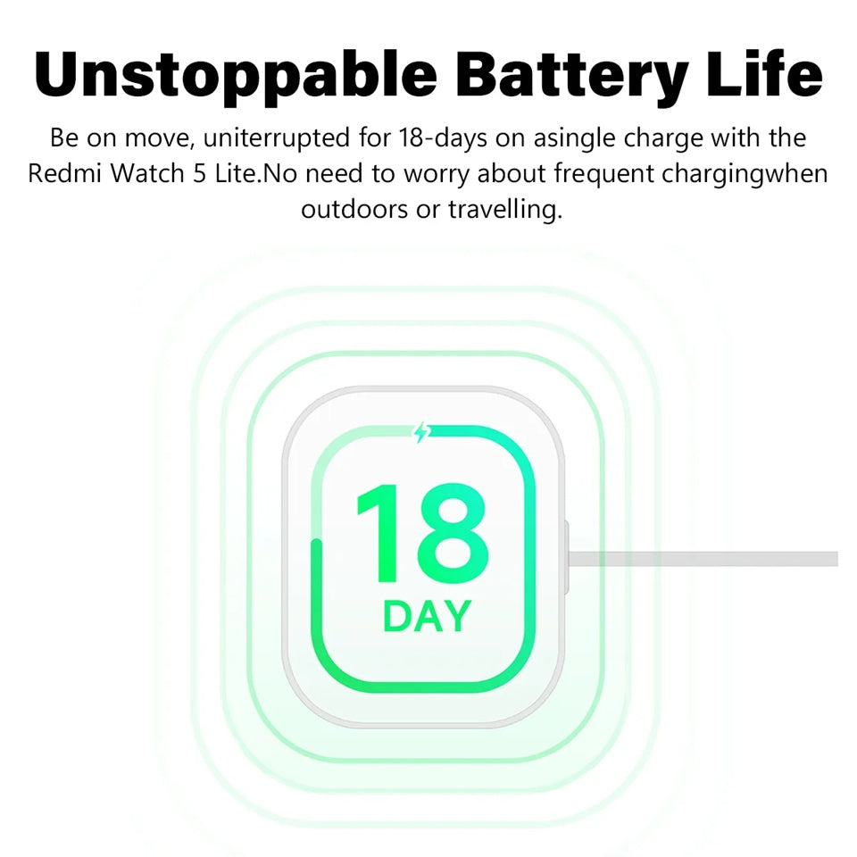 Unstoppable battery life indicator showing 18 days for AMOLED Smartwatch With Alexa use outdoors
