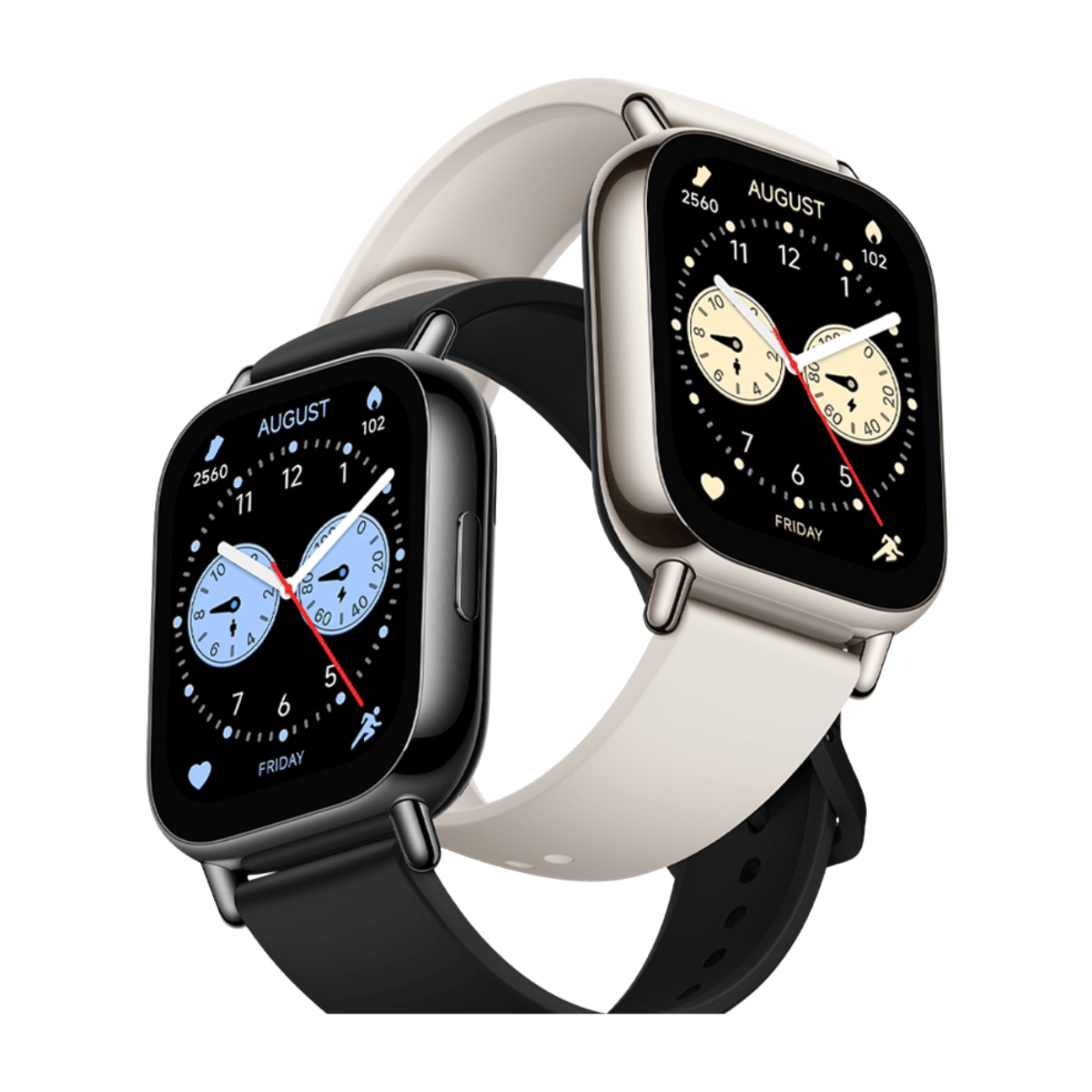 AMOLED Smartwatch With Alexa featuring dual color options and customizable watch faces