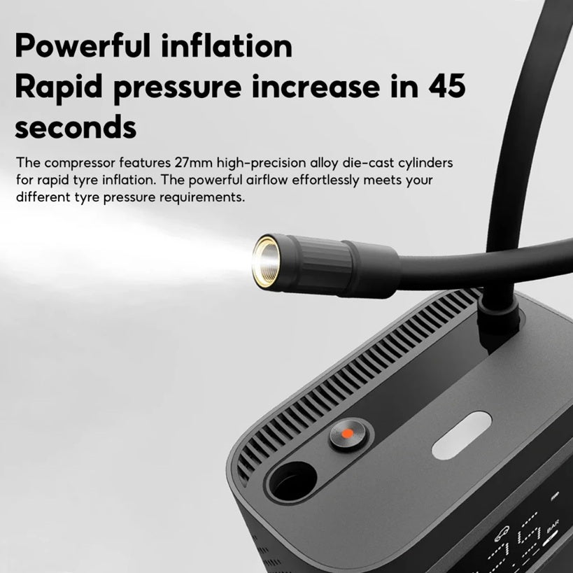 Portable electric air pump with digital display for fast inflation in 45 seconds