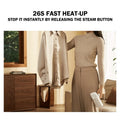 VMI Direct portable fabric iron shown steaming a shirt in a stylish home setting with quick 26 seconds heat-up.