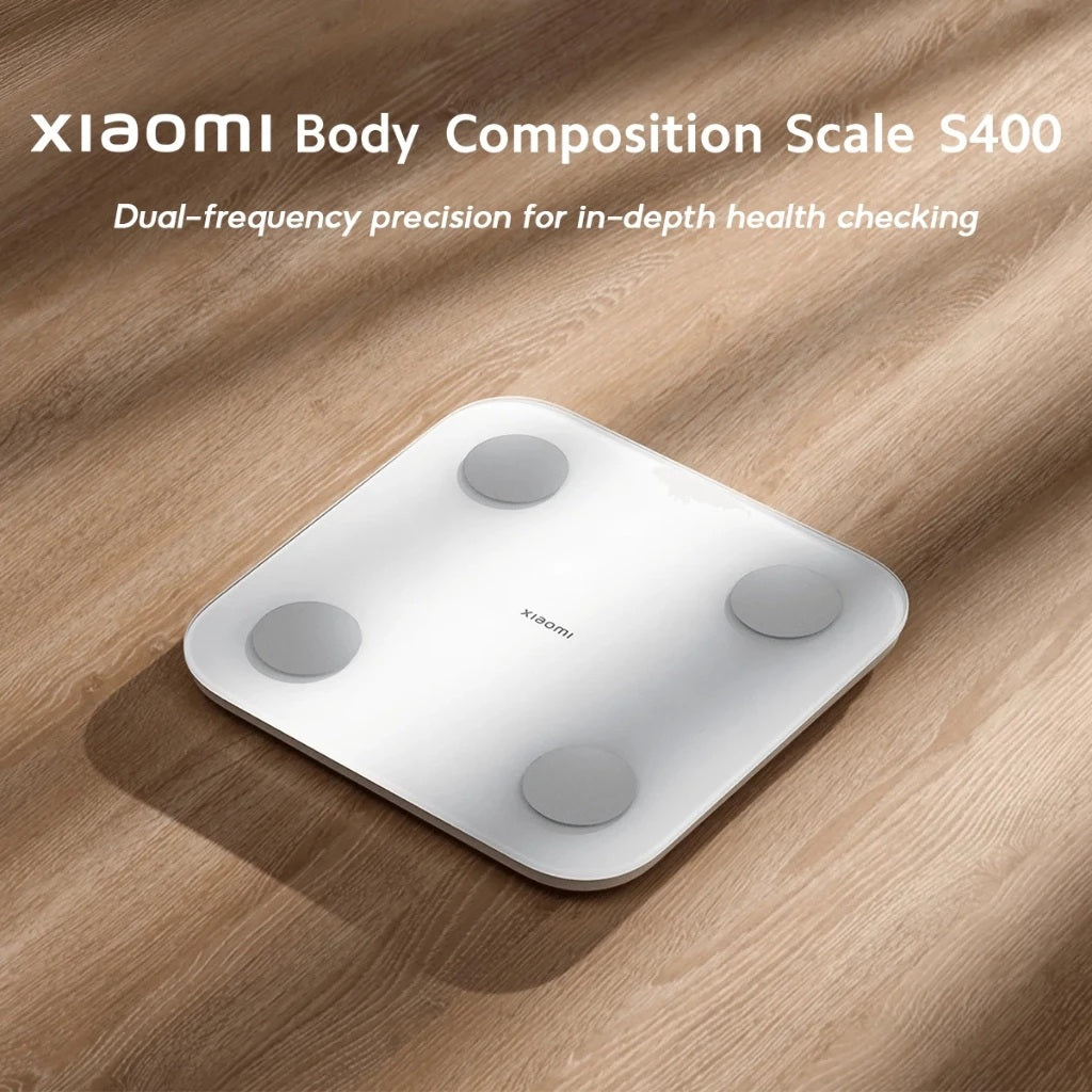 Xiaomi Smart Body Composition Scale S400 on wooden floor for accurate health monitoring