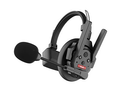 Wireless communication headset for events featuring adjustable mic and comfortable ear cushions