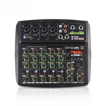 6 channel audio mixer compact professional mixer with multiple inputs USB recording and EQ controls