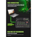 6 channel audio mixer with USB connection and laptop recording for DJ and live sound