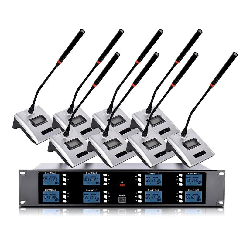 XTUGA A800 wireless conference mic system with six gooseneck microphones for clear audio during meetings