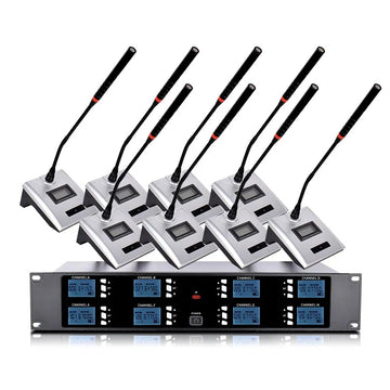 XTUGA A800 wireless conference mic system with six gooseneck microphones for clear audio during meetings