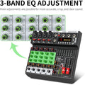 Audio mixer with DSP effects featuring 3-band EQ adjustment for improved sound clarity