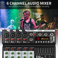 6 Channel Audio Mixer with DSP effects for microphones and instruments