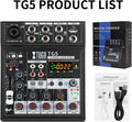 XTUGA TG5 5 Channel Audio Mixer with USB and Bluetooth Audio Mixer Functionality for Professional Use