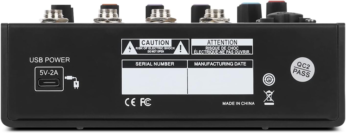 VMIDirect Bluetooth Audio Mixer with USB power port and clear labeling for easy operation