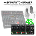 Bluetooth USB MP3 mixing console with independent phantom power for condenser microphones