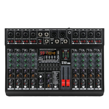 Bluetooth USB MP3 mixing console with multiple channels and effects controls for audio professionals