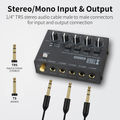 DC 5V microphone guitar keyboard mixer with TRS and TS input output cables for versatile audio mixing