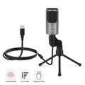 Desktop recording microphone with noise reduction on a tripod stand for clear audio capture