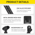 XTUGA DI7 drum mic kit featuring a zinc alloy body, metal braided mesh head, and secure microphone clip