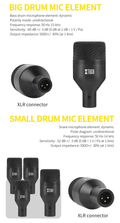 XTUGA DI7 drum mic kit featuring big and small drum mic elements with XLR connectors