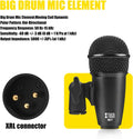 Dynamic drum mic kit featuring a moving coil dynamic mic element with uni-directional polar pattern