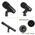 Dynamic drum mic kit featuring multiple microphones with adjustable mounts and XLR connectors