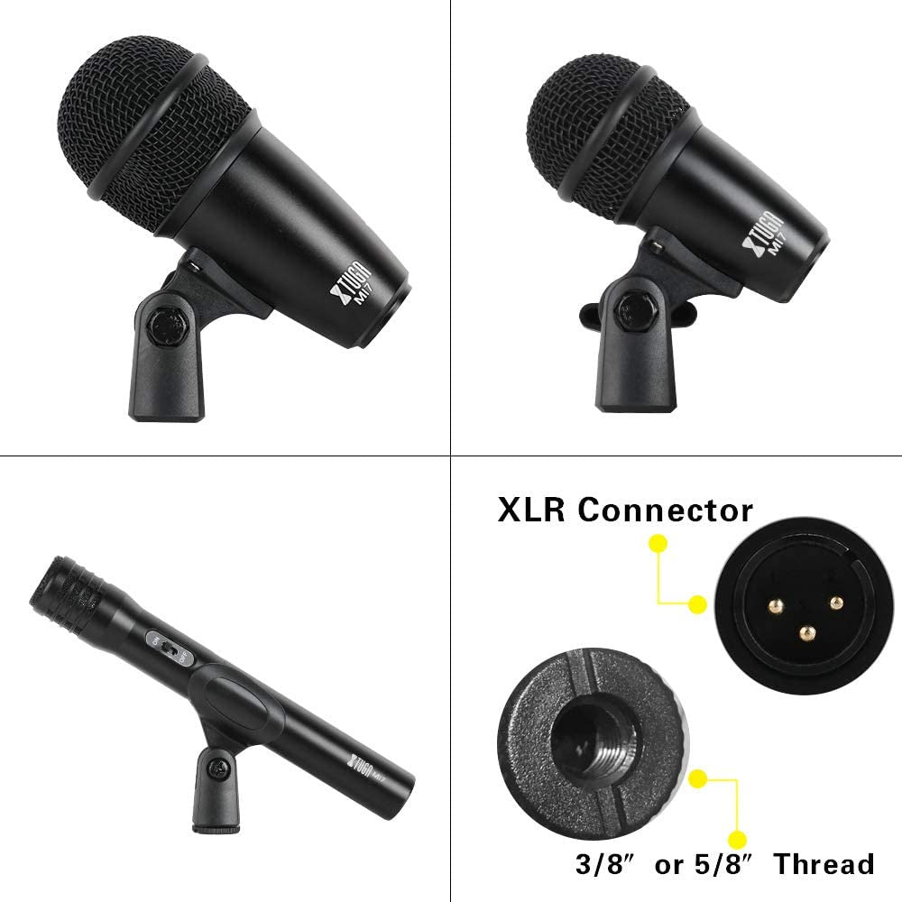 Dynamic drum mic kit featuring multiple microphones with adjustable mounts and XLR connectors