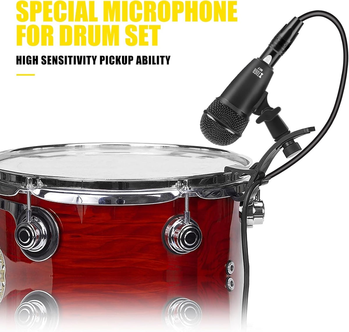 Dynamic drum mic kit featuring high sensitivity pickup ability for professional sound quality