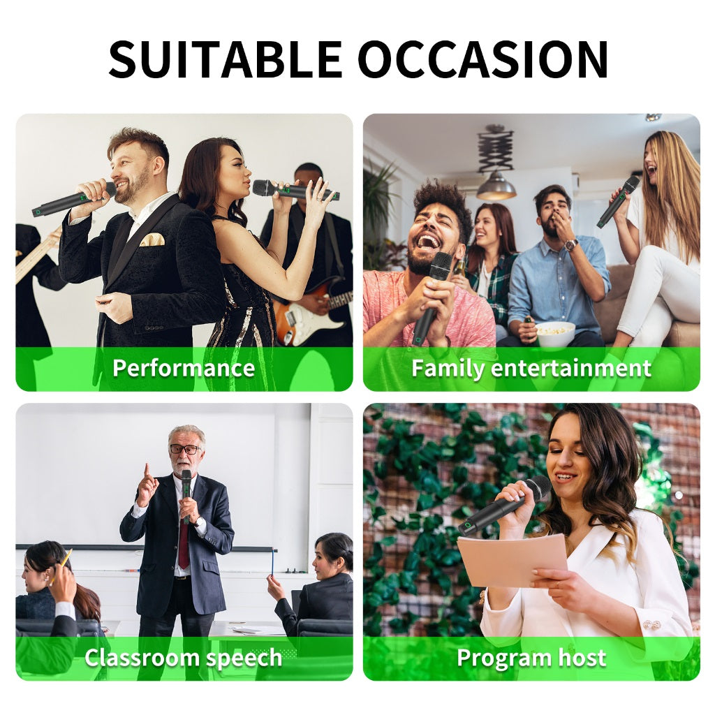 XTUGA handheld microphone with receiver ideal for performances, family entertainment, classroom speeches, and program hosting