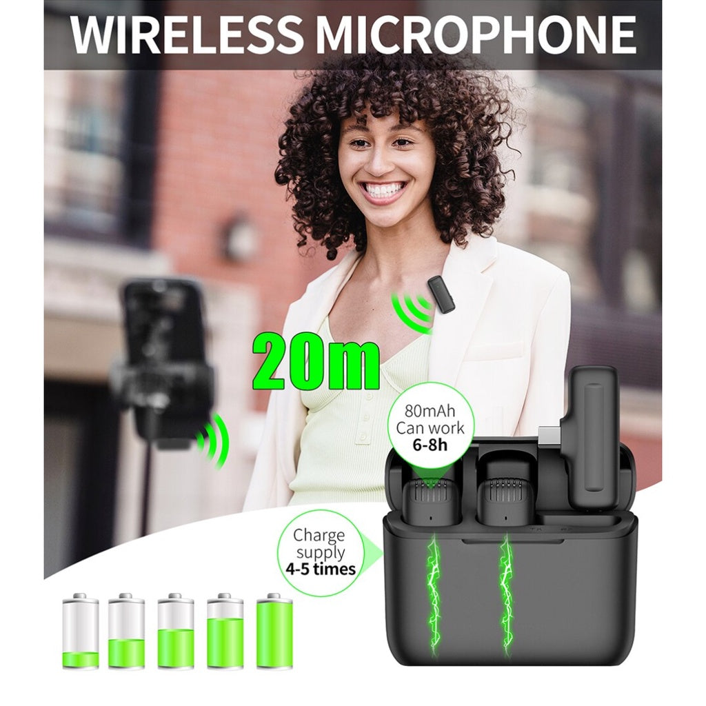 XTUGA J13 wireless microphone for iPhone and Android with 20m range and 6-8 hours working time