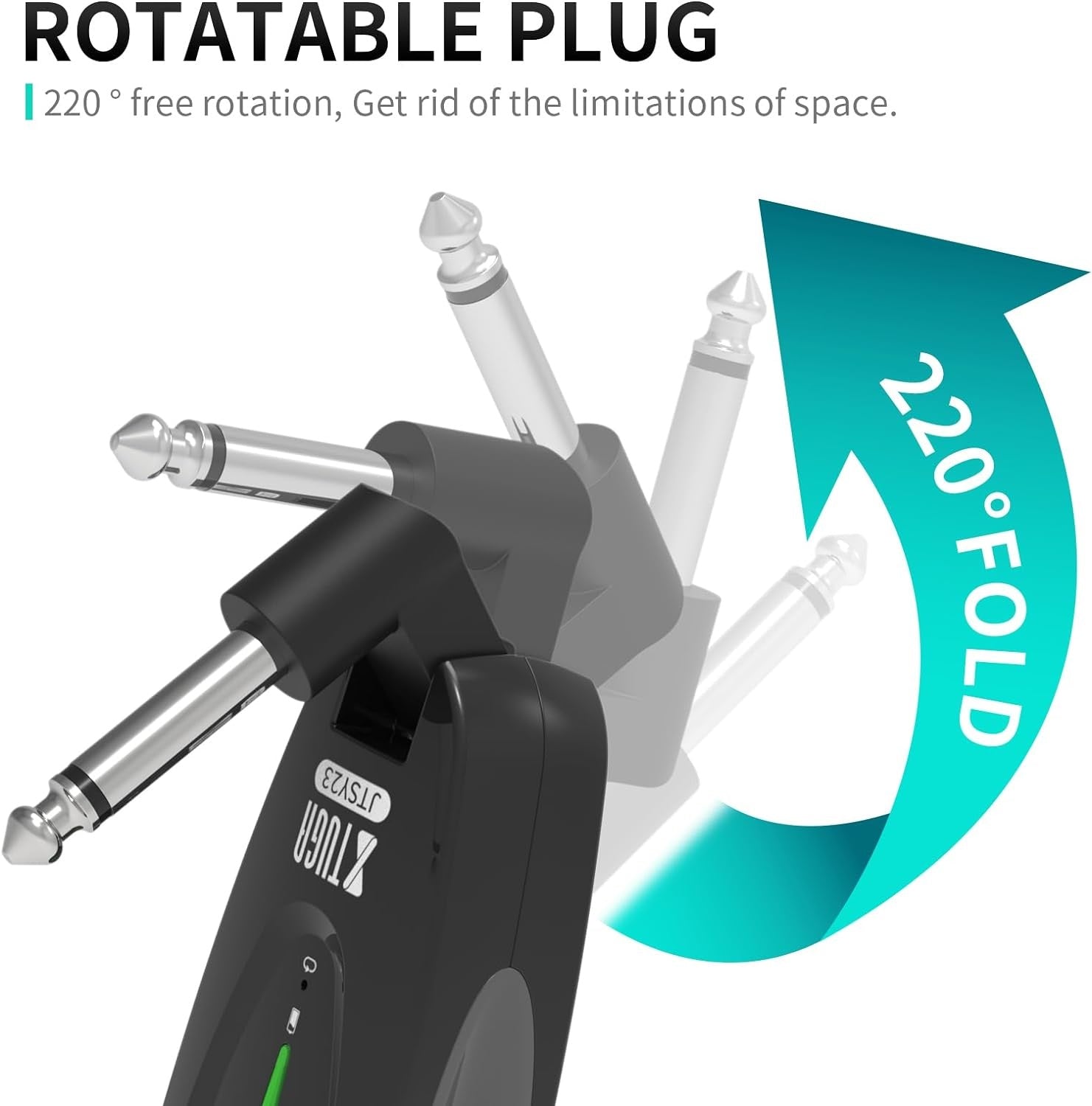 XTUGA JTSY23 transmitter and receiver wireless guitar system with 220 degree rotatable plug for flexible positioning
