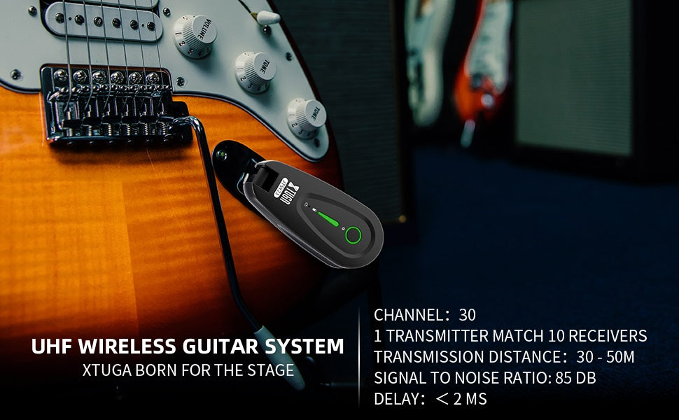 XTUGA JTSY23 transmitter and receiver UHF wireless guitar system for stage performance