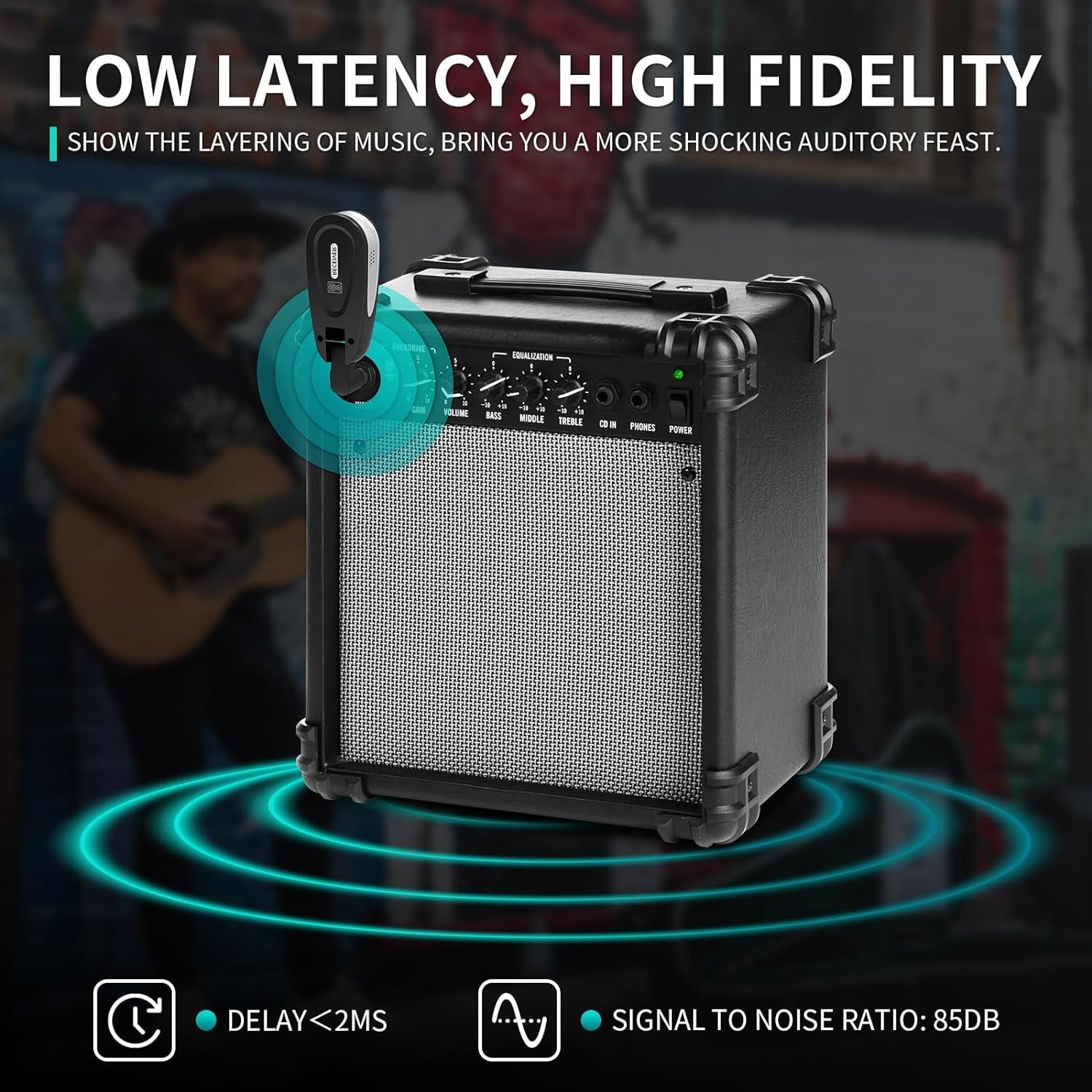 XTUGA JTSY23 transmitter and receiver wireless guitar system for low latency audio performance