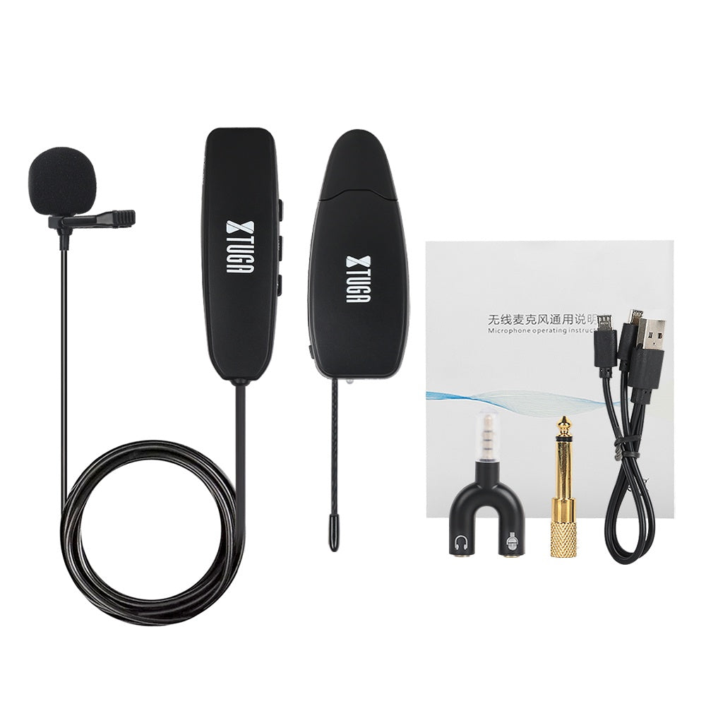 XTUGA KX247 UHF lapel mic for camera with compact design and accessories for high-quality audio recording