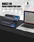XTUGA MGA12 DJ mixer with 48v power features a built-in noise reduction chip for clear recordings
