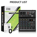 XTUGA N4 4-Channel Professional Audio Mixer with USB and effect controls