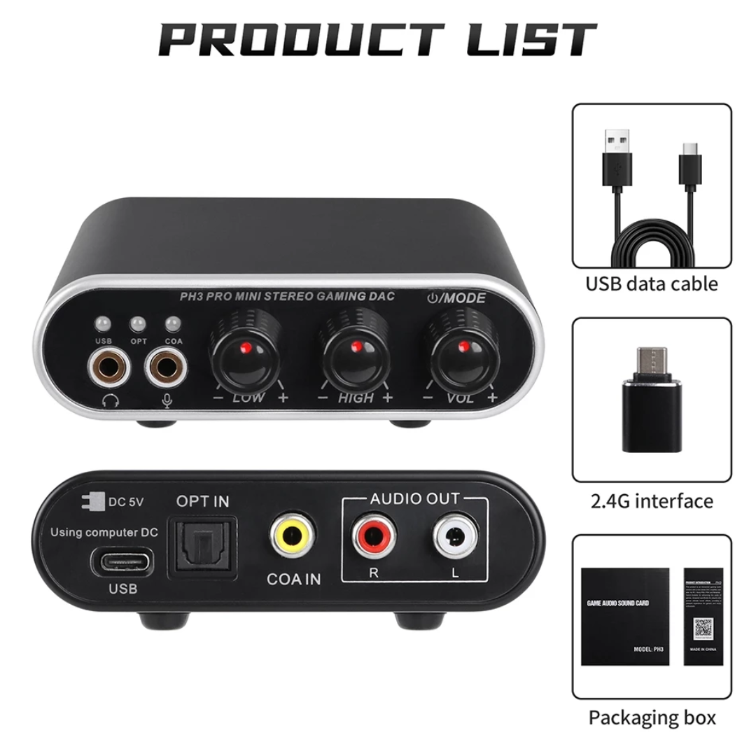 XTUGA PH-3 Audio Interface & Sound Card with USB connection and audio outputs