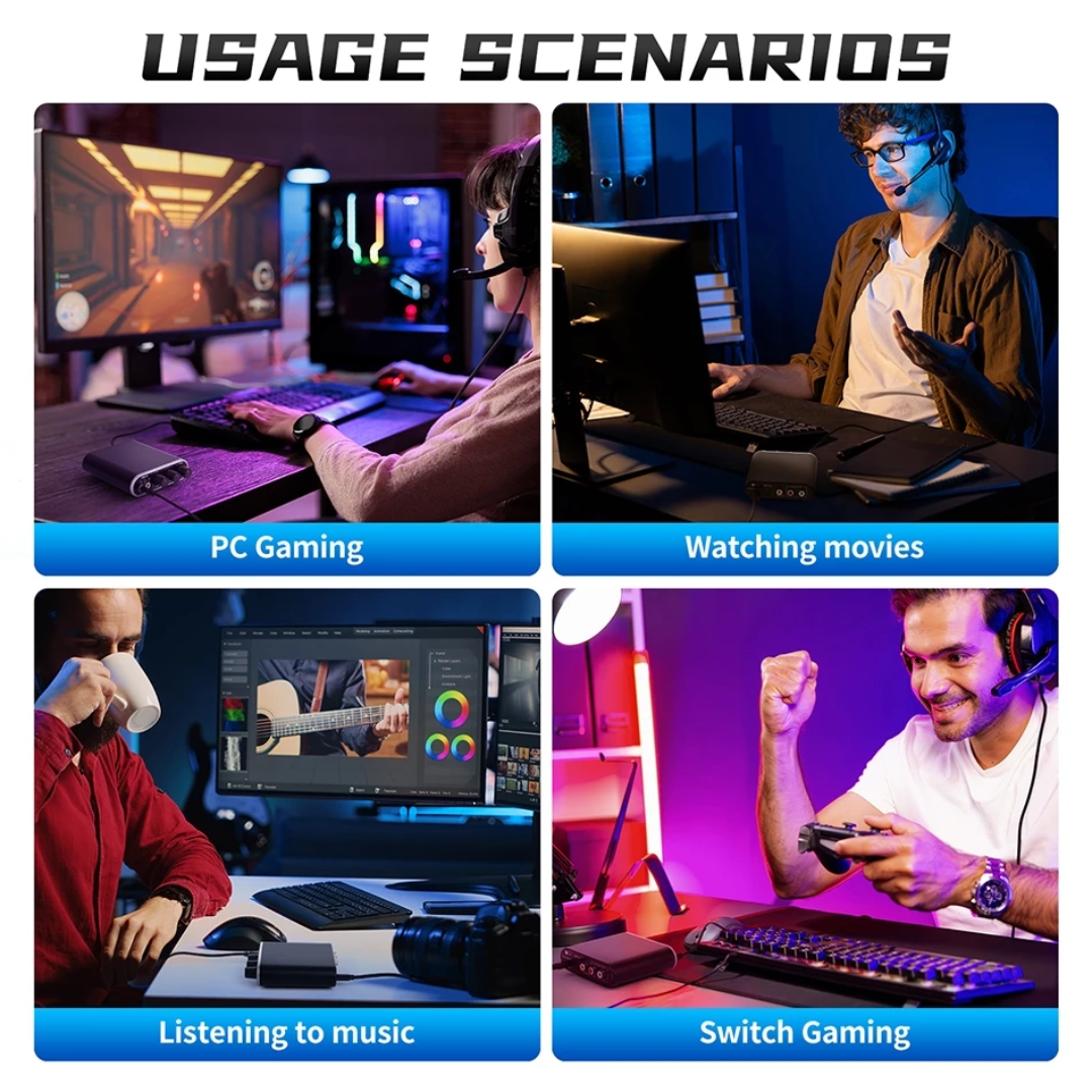 XTUGA PH-3 Audio Interface & Sound Card used in gaming, music listening, and movie watching